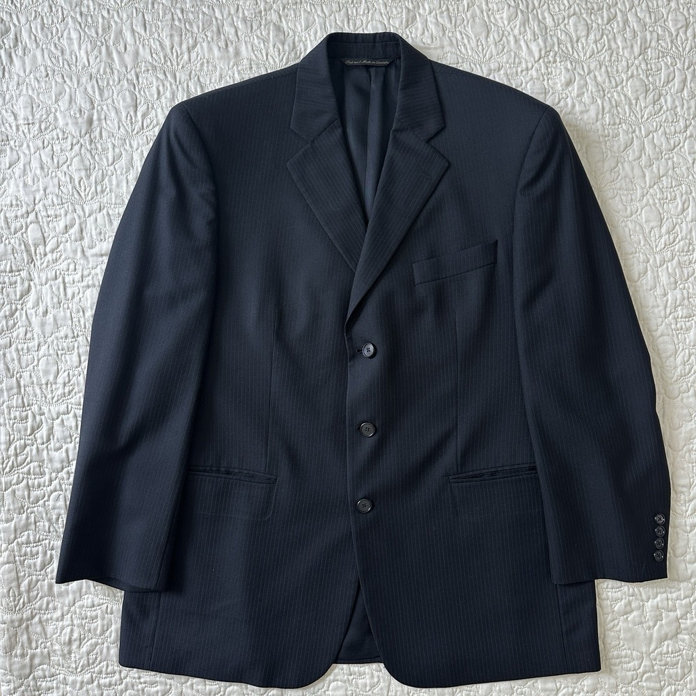 Jack Victor Blazer Suit Sport Coat Men's 42S‎ Black Pin Stripe Lane CT 100% Wool